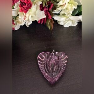 Purple glass Heart-Shaped Pendant about 1.5” tall